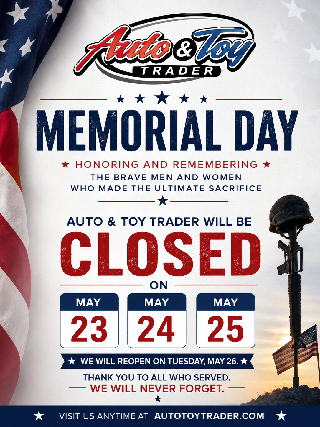 Holiday closed dates